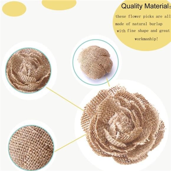 Natural Burlap Flowers Assorted Handmade Burlap Rose for Wedding - Picture 5 of 8